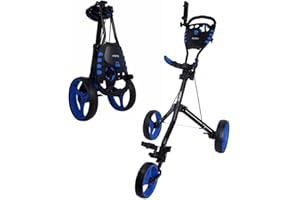 MacGregor Golf VIP 3 Wheel Golf Push Pull Cart - Foldable Lightweight Design with Foot Brake, Umbrella Holder and Drinks Holder