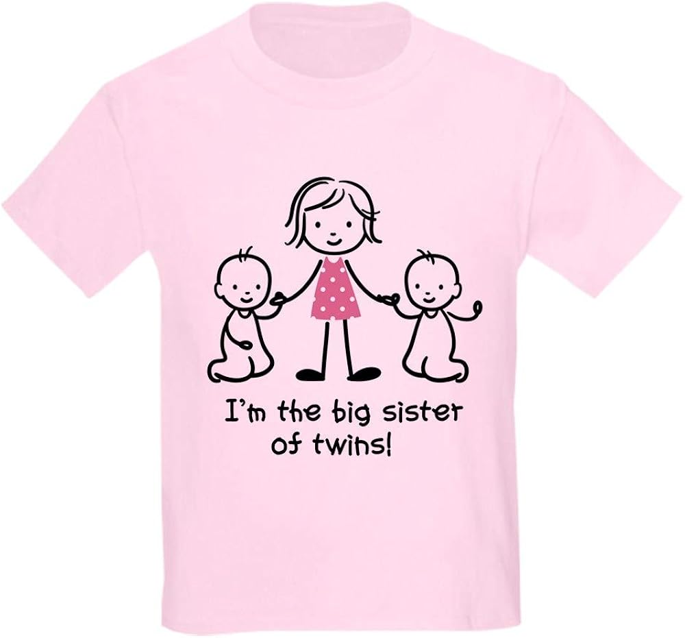 CafePress Big Sister of Twins Kids Light T Shirt Kids