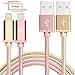 LAX Nylon Braided [Apple MFi Certified] Fast Charger iPhone Lightning Cable, iPhone Cord Compatible with iPhone 14/13 /12/11 Pro Max/XS MAX/XR/XS/X/8/7/6S/SE/5S/iPad, iPod & More -(6FT-Gold+Rose-2 PK)