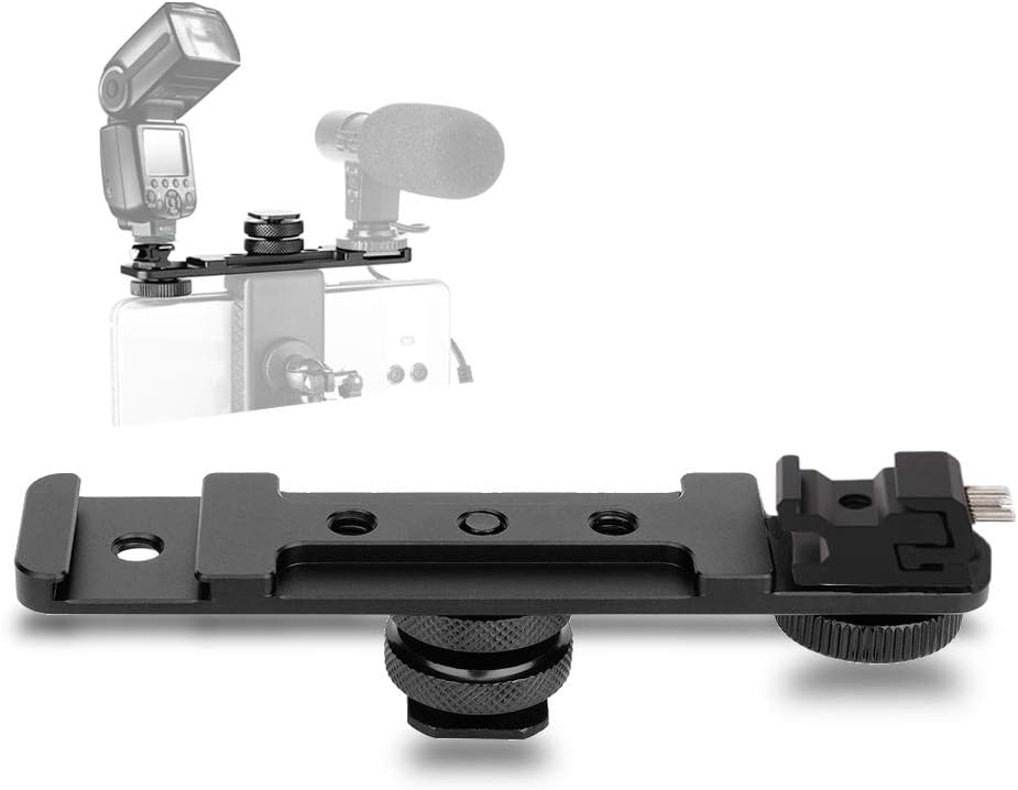 Hot Shoe Extension Bar Dual Bracket Cold Shoe Extension