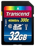 Transcend 32GB SDHC Class 10 UHS-1 Flash Memory Card Up to 45MB/s (TS32GSDU1E) (Personal Computers)