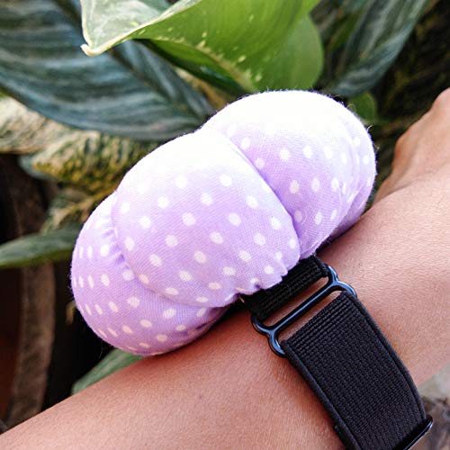 CUSHYSTORE 2X Purple and Pink Polka Dot Wrist Pin Needle Cushion Pincushion Wearable Cute Small Size Pumpkin Pins Needles Pincushions Holder Safety with Elastic Band