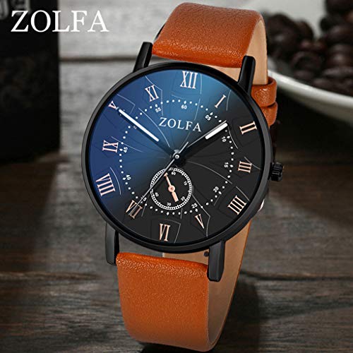 image for YEZIJIN Men's Watch ZOLFA Sleek Minimalist Roman Scale Blue Glass Belt