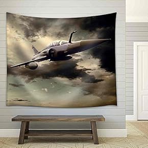 Military Airplan on The Speed - Fabric Wall Tapestry Home Decor - 51x60 inches