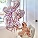 Pink Heart Balloons 12 PACK Rose Gold Valentines Day Mylar Balloon Set Metallic Foil Heart Shaped Decorations