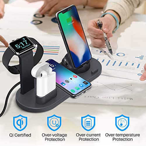 Wireless Charger, 3 in 1 Charging Station for iWatch(Not Included), AirPods Pro/2, Wireless Charging Stand for iPhone 12 Pro Max/11 Pro Max/X/XS/XR and All Qi-Enabled Phones