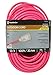 Southwire Heavy Duty Extension Cord, 100Ft, 12 Gauge, 3 Conductor, High Visibility Outdoor Cord, Lighted End, SJTW, Cool Pink, 2579SW000A