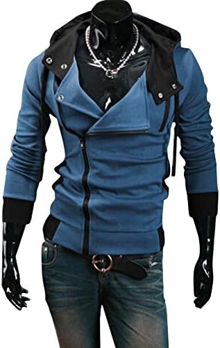 Mens Slim Fit Zipper Long Sleeve Assassin Hoodie Pullover Sweatshirt