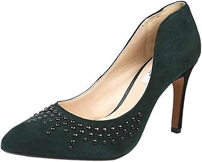 dark green suede court shoes