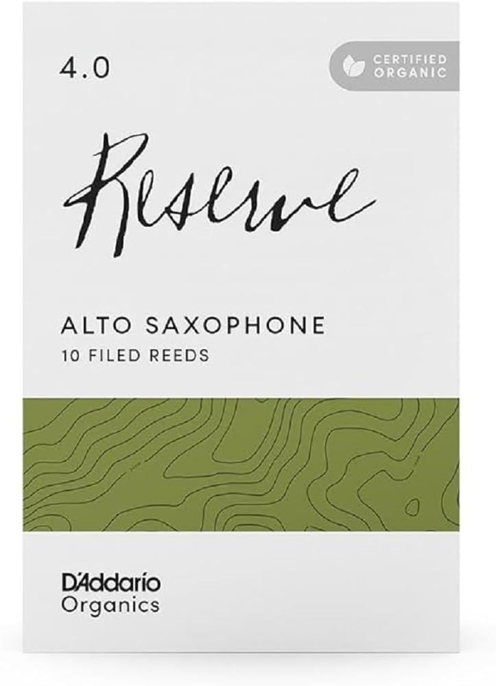 D'Addario Organic Reserve Alto Saxophone Reeds - Sax Reeds - Individually Sealed - 4.0 Strength, 10 Pack
