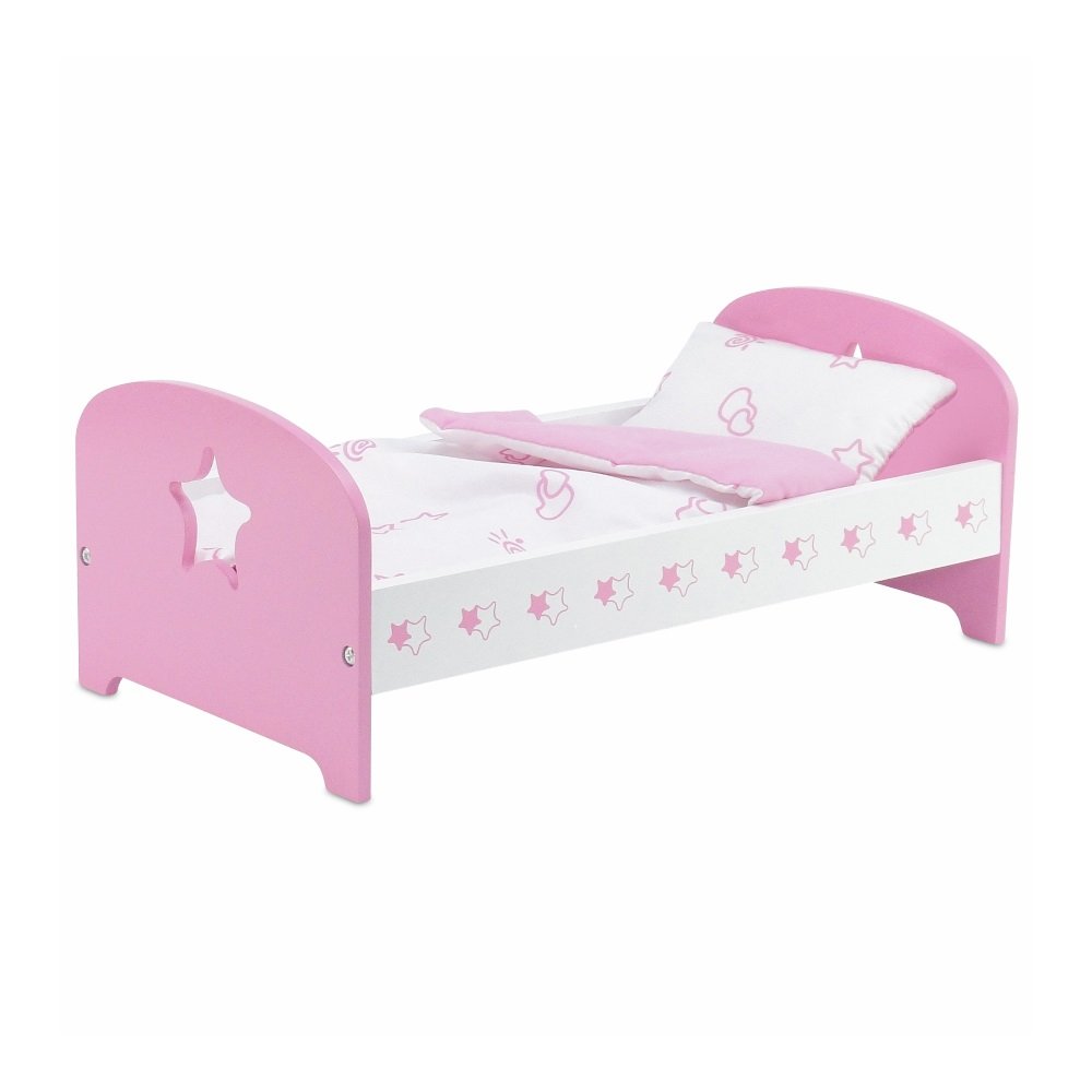 18inch Doll Furniture Pink Single Bed with Star Includes Bedding