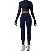 3 Piece Women Workout Set Sports Bra Crop Top Jacket with Thumb Holes Tummy Control High Waist Leggings