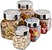 Plastic Storage Jars With Lids; Milton Food Storage Containers 5 Multi Size Set Clear Square Lightweight PET Canisters; Wide-Mouth, Airtight Lids Caps; Large Big And Small Empty Jars 5-Pack BPA Free