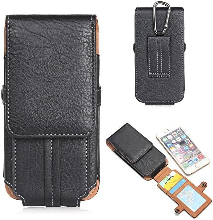 4.7inch Universal Premium PU Leather Phone Waist Holster Bag Flip Wallet Pouch Case with Card Slots,Buckle and Belt Clip-on Waist Belt for Apple iPhone 8, iPhone 7, iPhone 6, iPhone 6S. (Black)