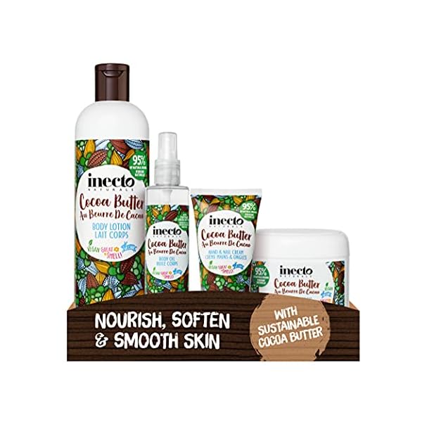 Inecto Naturals Cocoa Butter Skin Care Bundle, Body Lotion 400ml, Body Oil 200ml, Hand & Nail Cream 75ml & Luxury…