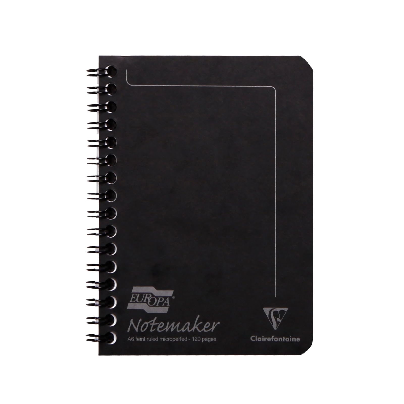 Clairefontaine 482/1139Z - One Notemaker Europa Black Spiral Notebook - A6 10.5x14.8 cm - 120 Detachable Ruled Pages - 90 g White Paper - Glossy Card Cover
