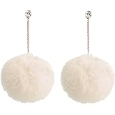 Flairs New York Faux Fur Pom Pom Tassel Drop Dangle Earrings Set