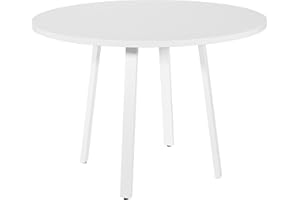 OSP DESIGNS OSP Home Furnishings Prado 42 Inch Round Conference Table with Laminate Top and Metal Finish Legs, White