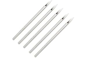 BODYJEWELRYONLINE 5 Sterilized Body Piercing Needles Pack [5 Pieces], 8 Gauge Straight Needles, Surgical Stainless Steel