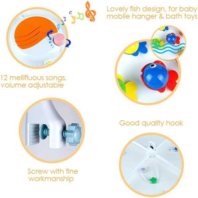 Meero London 6915 New Born Baby Cot's Mobile Musical Stroller's Activity Toy,Adjustable Arm to Fit All Cots - Image 4