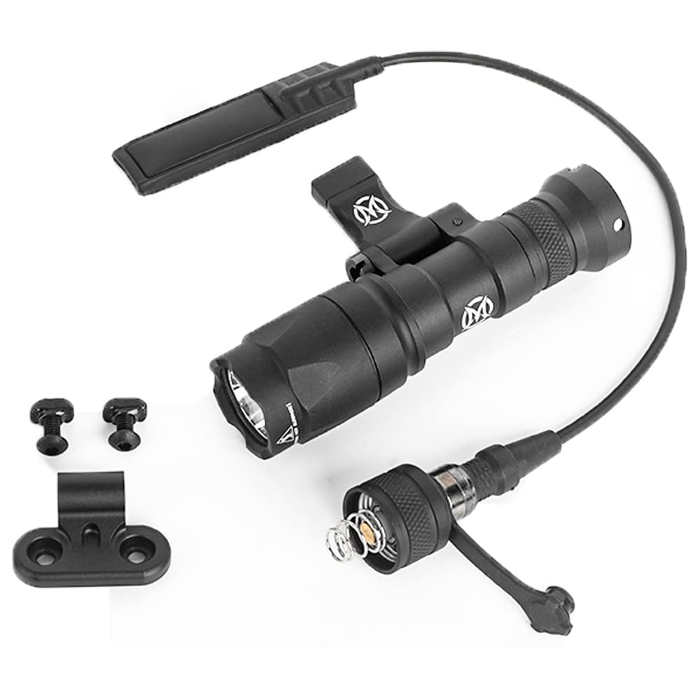 SBGJMY M340A Tactical Torch Flashlight 600 Lumen with Pressure Pad and Tail Button Switch Rotating Mount Torch for Mlok Keymod and 20mm Picatinny Rail System
