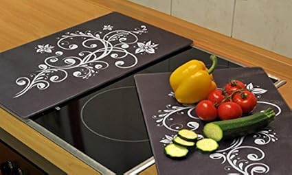 2 Glass Board Chopping Induction Ceramic Hob Cover Worktop Trays