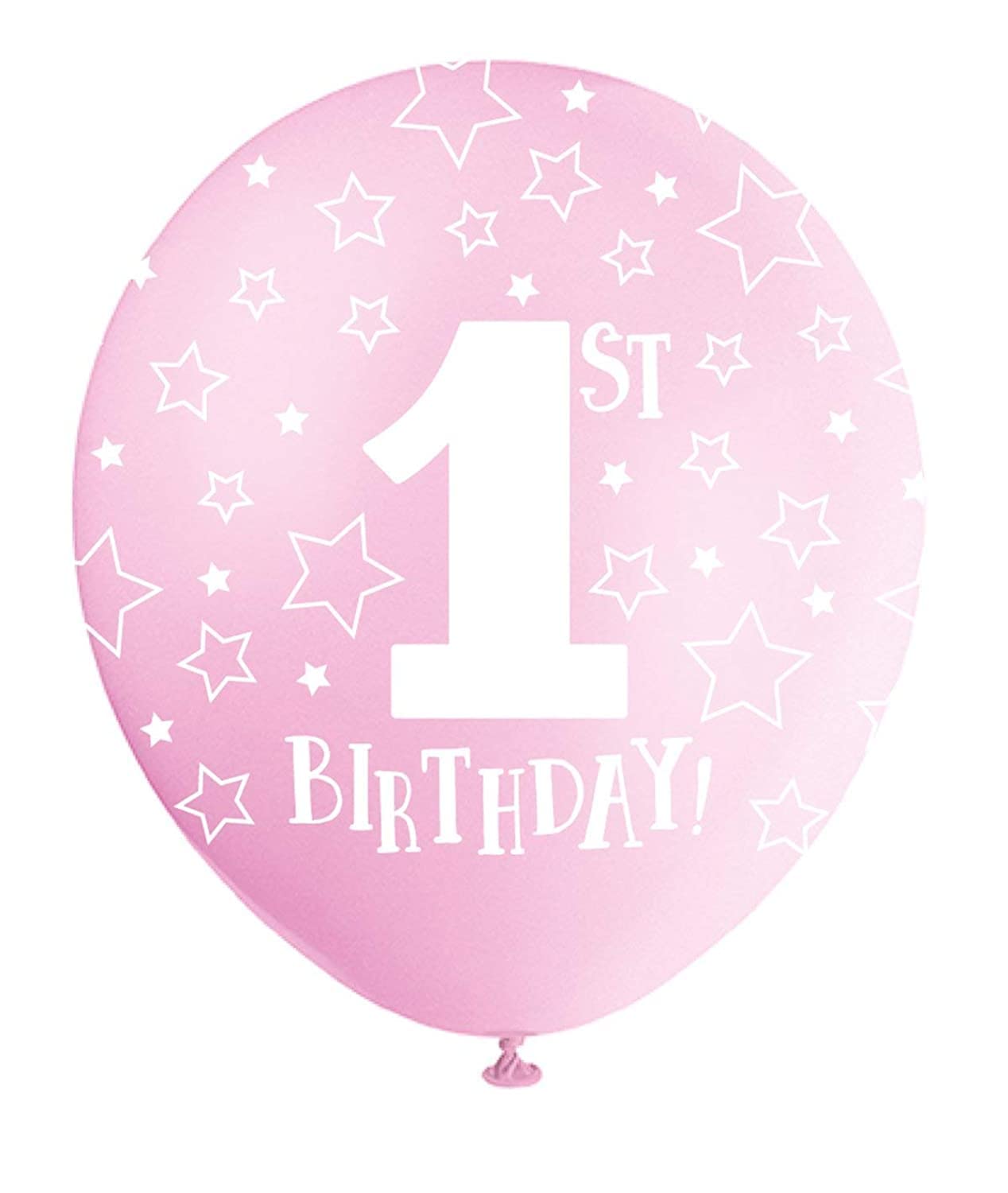 Pink 1st Birthday Latex Balloons (30cm) - Vibrant & Stunning Celebration Decorations - Perfect for Your Little Girl's Milestone Party - 5 Pcs