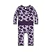 Burt's Bees Baby Baby Girls' Organic One-Piece Romper Coverall, Aubergine Watercolor Poppies Ruffle Back, 0-3 Months