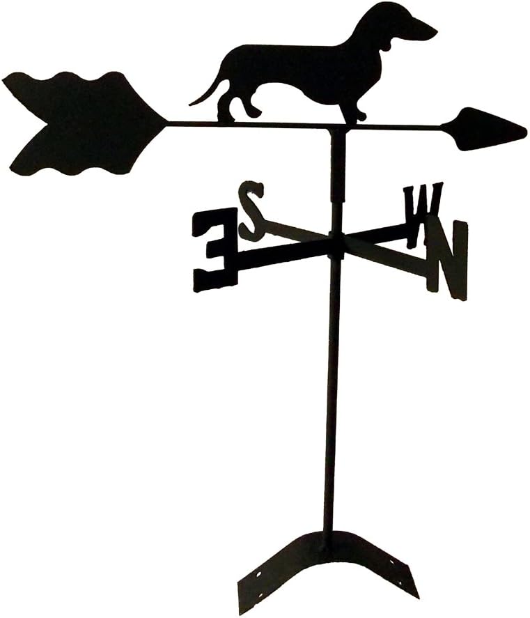 Weathervanes - The Lazy Scroll Dachshund Roof Mounted Weathervane Black Wrought Iron Look