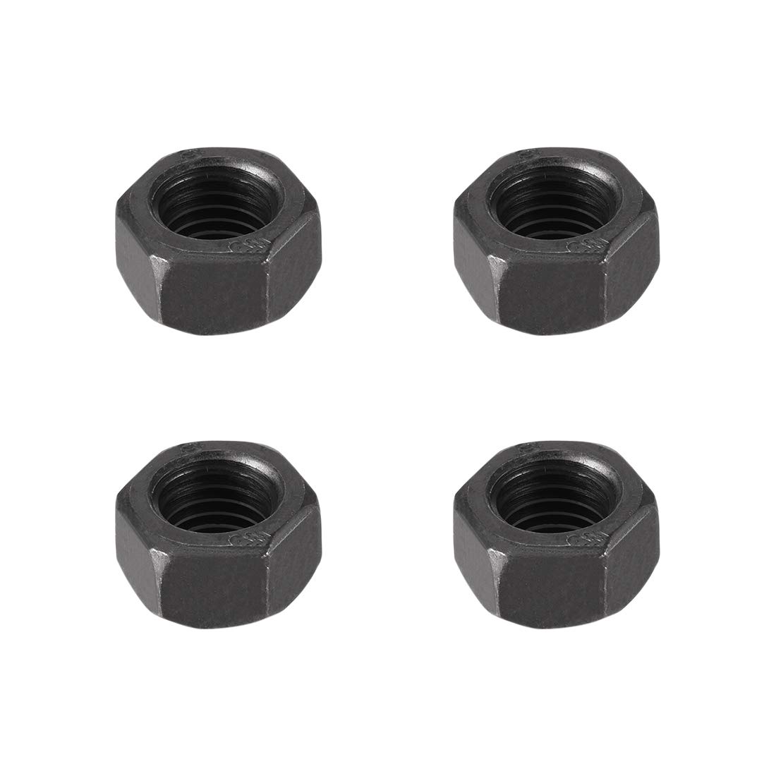 sourcing map Hex Nuts, M18x2.5mm Metric Coarse Thread Hexagon Nut, Carbon Steel, Pack of 4 (Black)
