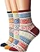 Flora&Fred Women's 3 Pair Pack Vintage Style Ethnic Cotton Crew Socks Large