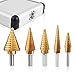 HYCLAT 5PCS Step Drill Bit Set & 1PC Automatic Center Punch | Titanium High-Speed Steel (HSS) Stepper Cone Drill Bit | Covering 50 Sizes(1/8''-1 3/8''), 135 Degree Point, with Aluminum Case