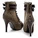 Ollio Women's Winter Shoe Lace Up Military Buckle High Heel Multi Color Ankle Boot
