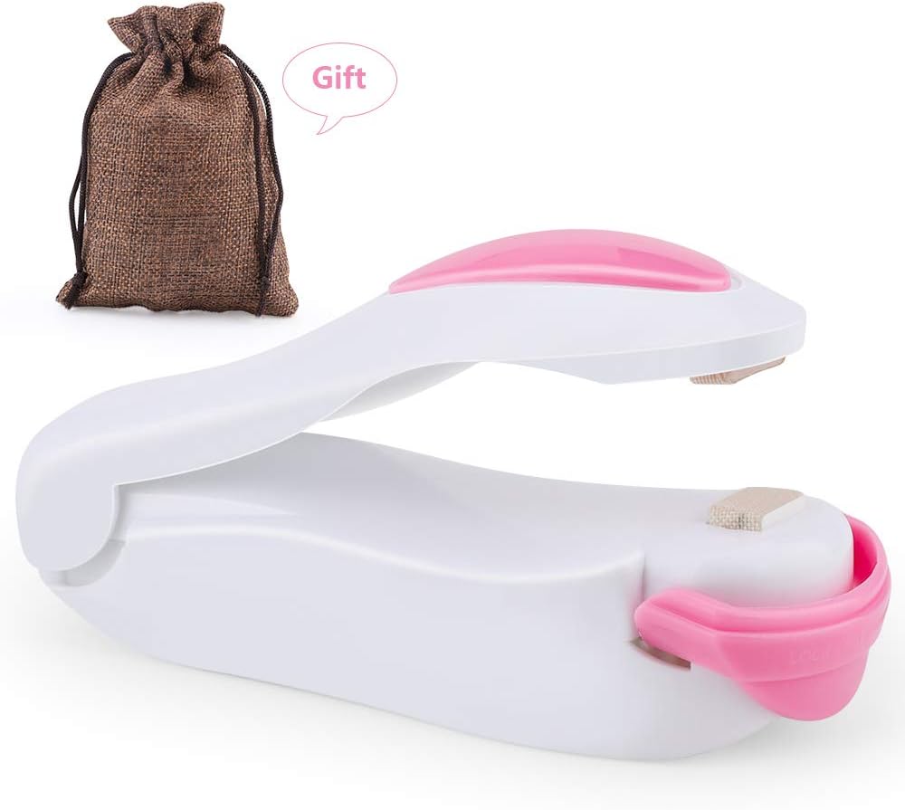 Bag Sealer, Venga amigos Hand Pressure Mini Heat Sealing Machine Impulse Sealer Seal Packing Plastic Bags - 2PCS ( Bule & Pink)