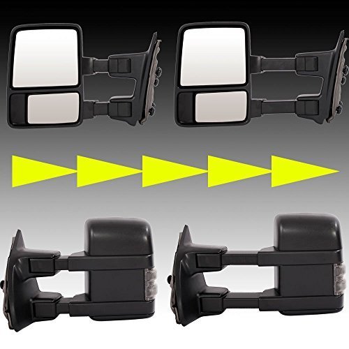 Roadstar Towing Mirrors Fit for 99-07 Ford F250 F350 F450 F550 Super Duty 01-05 Excursion Pair Set Extendable Smoke Power Heated with LED Signal Light Side Mirrors - Thumbnail 4