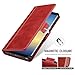 ProCase Galaxy Note 8 Genuine Leather Case, Vintage Wallet Folding Flip Case with Kickstand Card Slots Magnetic Closure Protective Cover for Galaxy Note8 -Red