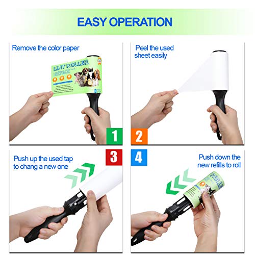 Lint Rollers Pet Hair Remover - Extra Sticky Lint Remover Roller for Pet Hair Clothes Furniture Car Seat Pack of 6 (Total 384 Sheets) by AMH - Thumbnail 3