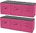Greenco Foldable Storage Cubes, 6 pcs (Pink) | Closet Organizer Storage Basket/Box/Bin/Shelf | Cube Storage Organizer | Collapsible Storage Bins Boxes | Non-woven Cloth Fabric Bin Drawers/Baskets