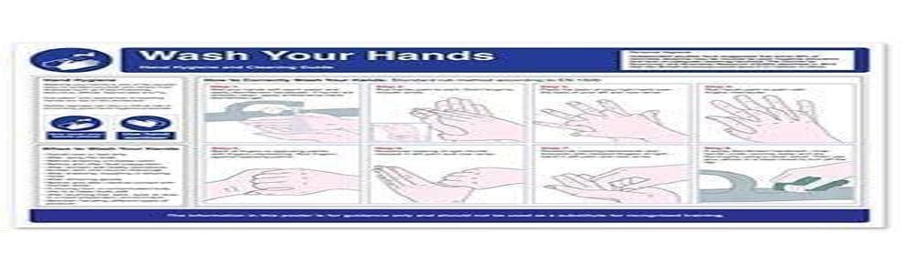 V Safety Wash Your Hands Hand Hygiene Guidance Poster - A2 (594 x 420mm)