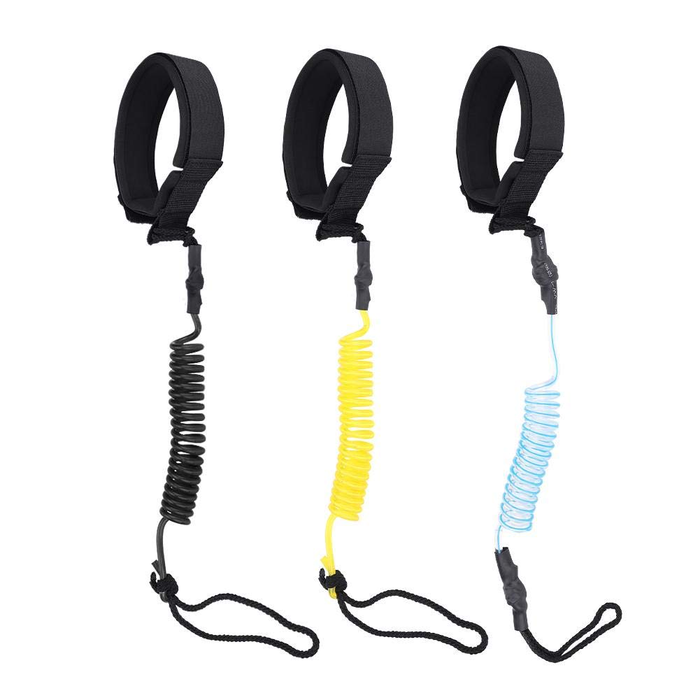 Tbest Coiled Leash,Surfboard Leash Stand Up Paddle Board Leash, Surf Surfing Paddle Leg Rope Board Coiled Spring Leg Foot Rope black/yellow/blue(blue)