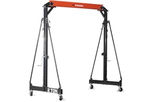 Titan Attachments Telescoping Gantry Crane, 2 Ton Capacity, Shop Lift Hoist Rated 4,000 LB, Portable Design with Locking Whee