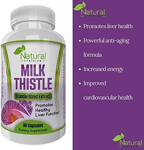 Milk Thistle Extract by Natural Lifeforce - Silymarin Liver Detox and Cleanser - Improves Liver Function - 90 Capsules