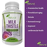 Pure Milk Thistle Extract 80% Silymarin Liver Cleanser Detoxifier - Improves Liver Function - 90 Capsules - 100% Satisfaction Guarantee