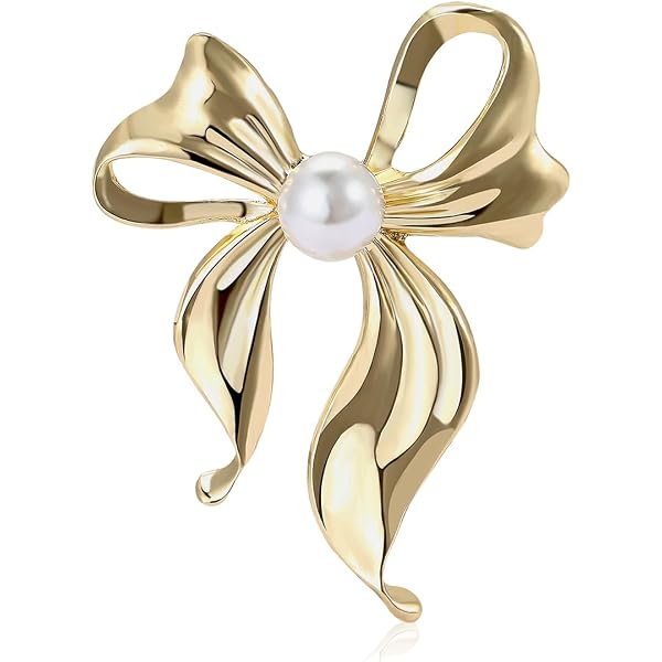 Just Follow Cute Pearl Flower Brooch Pin,Bowknot Bow Tie Suit Pin Pearl Silk Scarf Buckle Daisy Flower Brooch Jewelry For Women Birthday Gifts (Bow Brooch