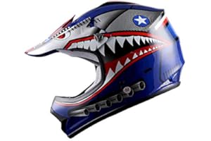WOW Youth Kids Motocross BMX MX ATV Dirt Bike Moutain Helmet Shark Blue