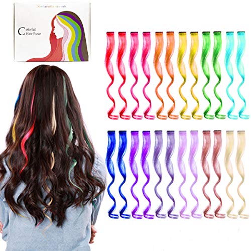 Kyerivs Colored Clip In Hair Extensions 20 Inch Rainbow Heat