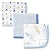 Hudson Baby Muslin Washcloth, Blue Feathers, 10