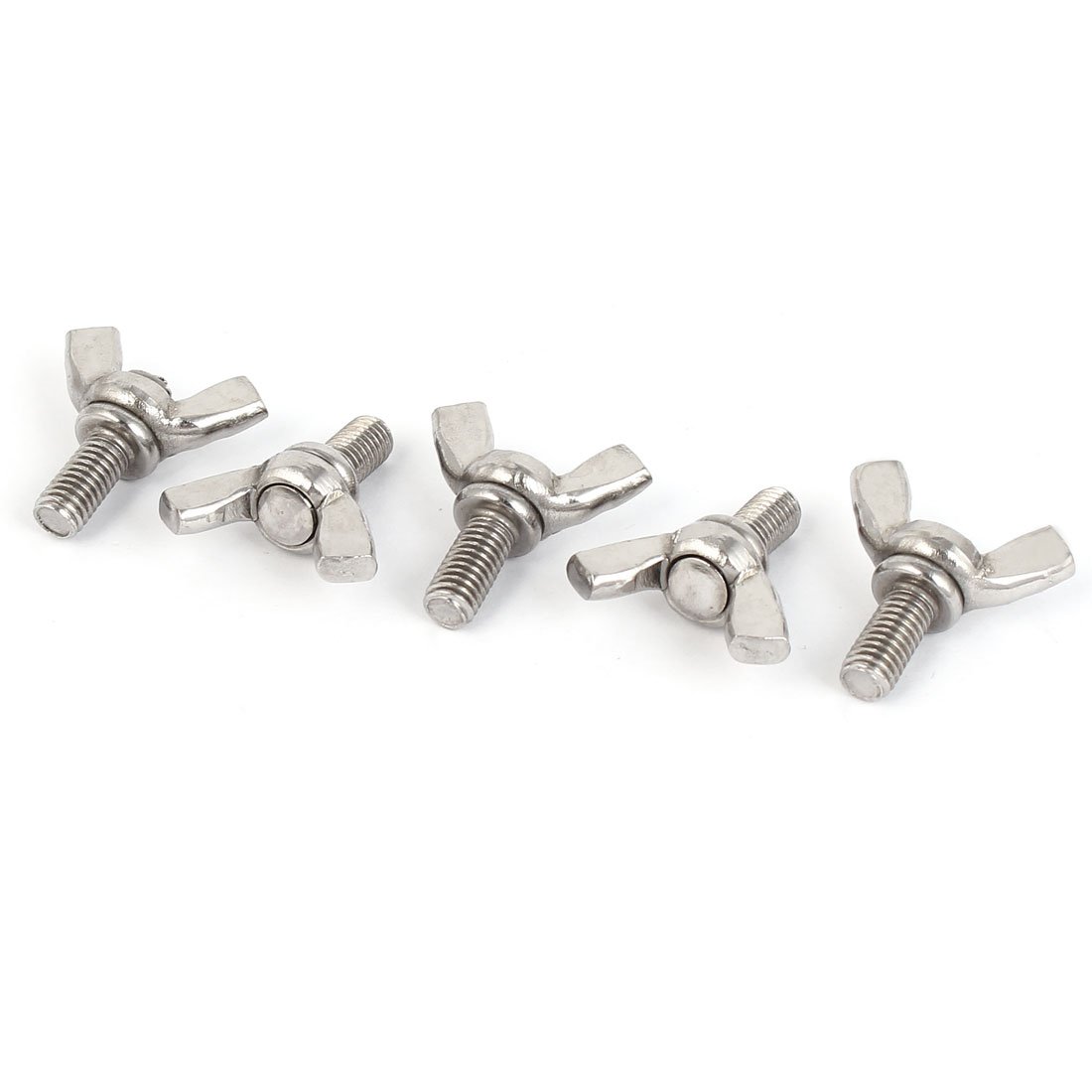 sourcingmap M5 x 10mm 304 Stainless Steel Wing Bolt Butterfly Screw Fastener Silver Tone 5pcs