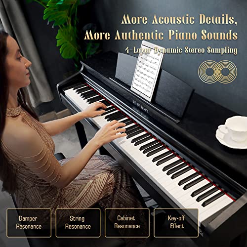 Souidmy V210 88Key Digital Piano, Weighted HammerAction Ivory