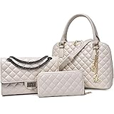Bagoddess Western Platinum Elegent Shopper Crossbody Purse Handbag Three-Pieces Bags